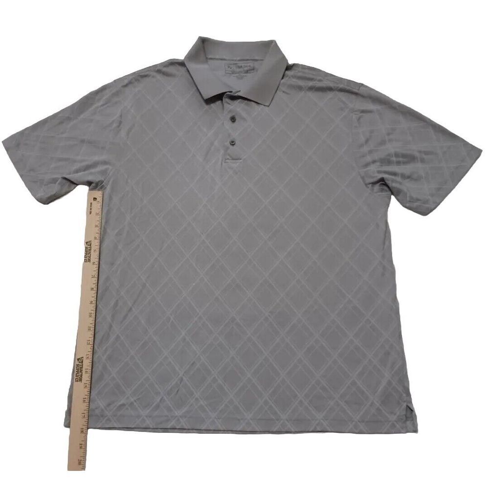 Jos A Bank Leadbetter Golf Polo‎ Shirt Mens XL Grey Diamond Grid Short Sleeve
